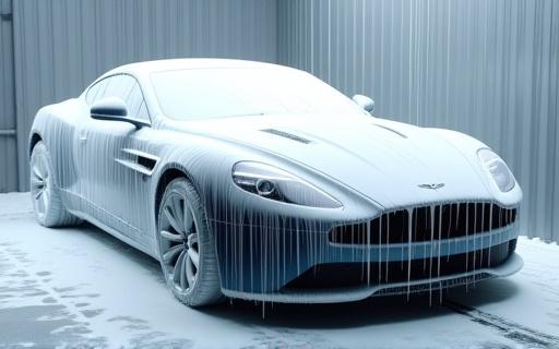 Automobile di lusso coperta di schiuma spessa durante il processo di prelavaggio